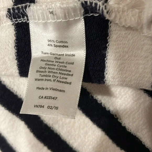 Talbots striped sweatshirt navy blue white cotton kangaroo pocket pullover X - Picture 10 of 10